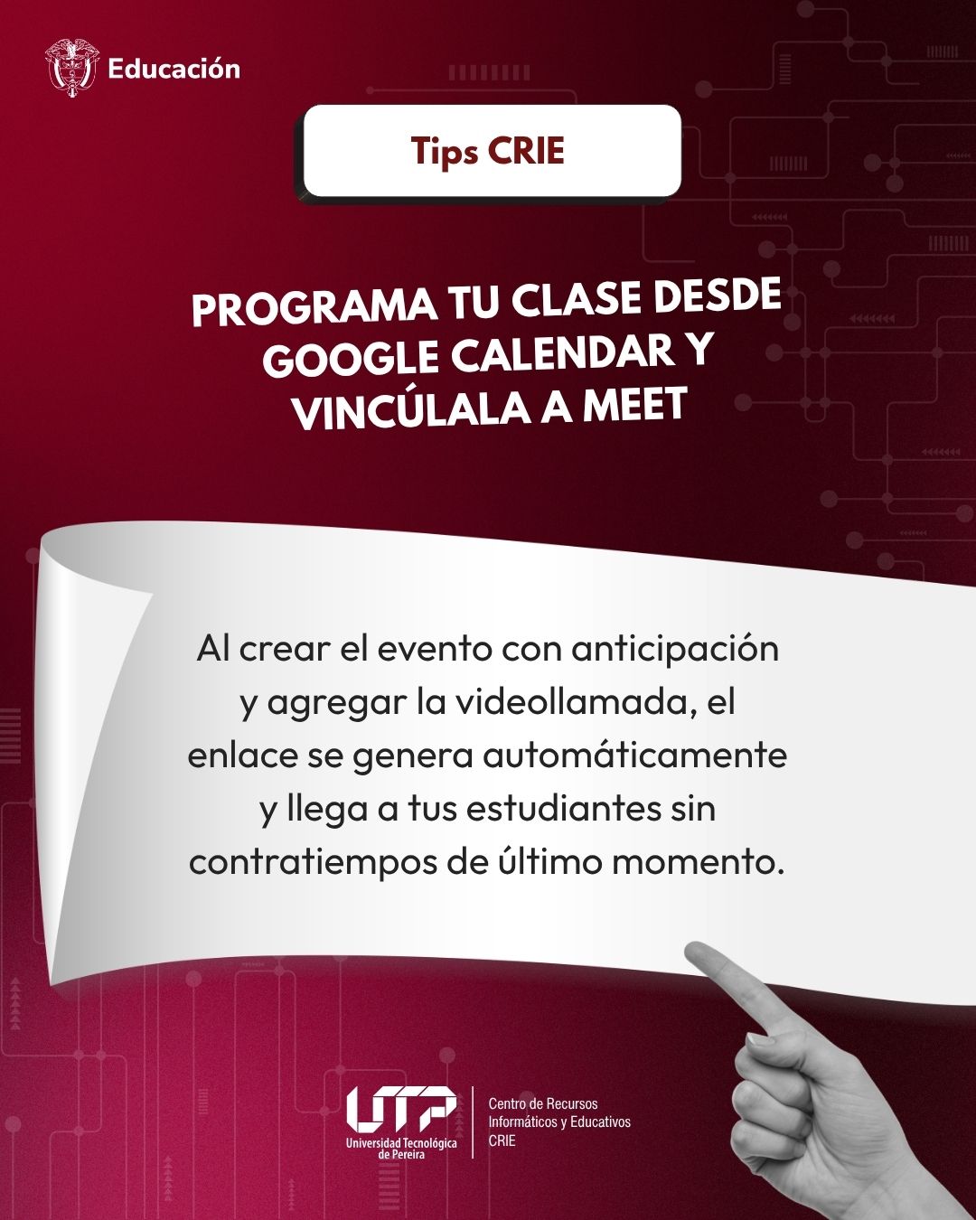 Programa tu clase desde Google Calendar y vincúlala a Meet
Al crear el evento con anticipación y agregar la videollamada, el enlace se genera automáticamente y llega a tus estudiantes sin contratiempos de último momento.