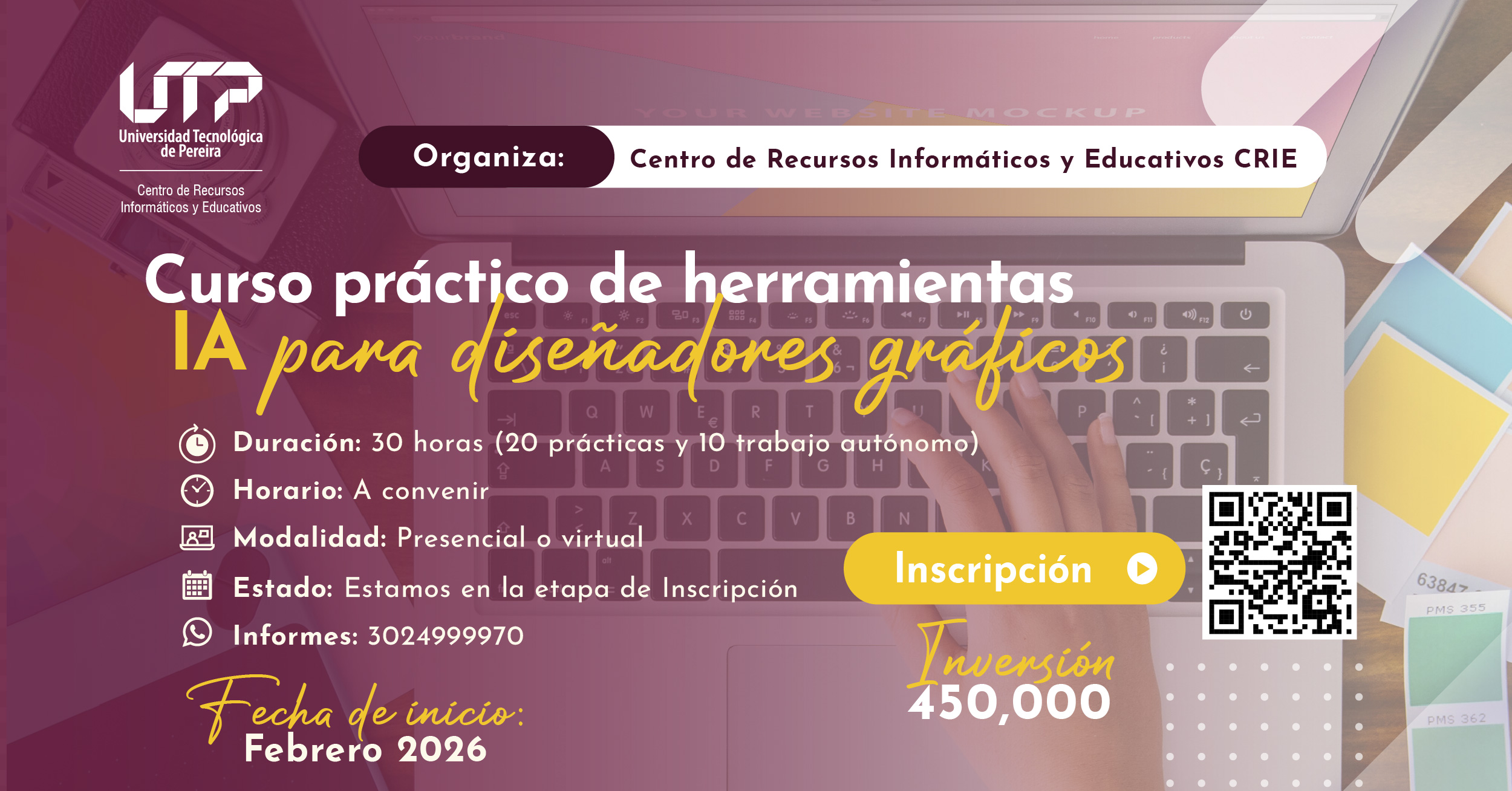Curso Práctico de herramientas IA para diseñadores gráficos, informes teléfono 3024999970