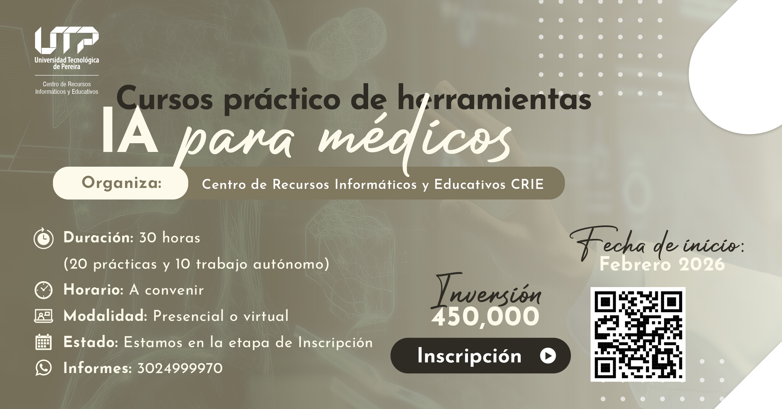 Curso Práctico de herramientas IA para médicos, informes teléfono 3024999970