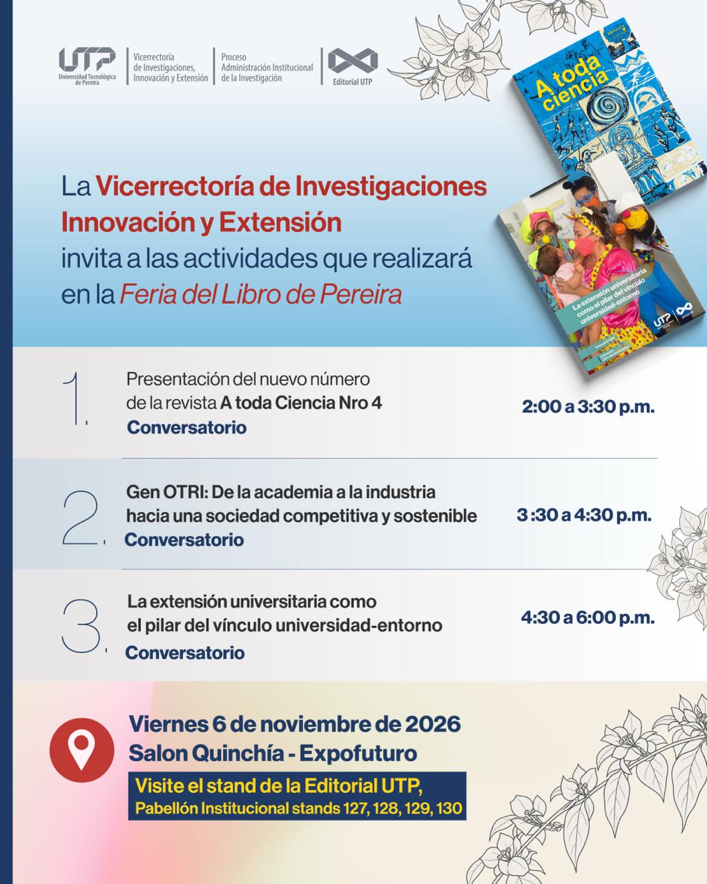 Presentación de la nueva edición de la revista A toda ciencia en la Feria del Libro de Pereira