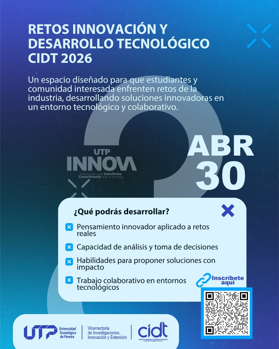 alt="Imagen con texto informativo, fechas y nombre de la actividad CIDT"