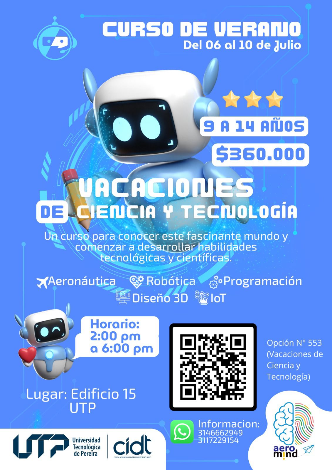 flyer vacaciones de la ciencia y tecnología
