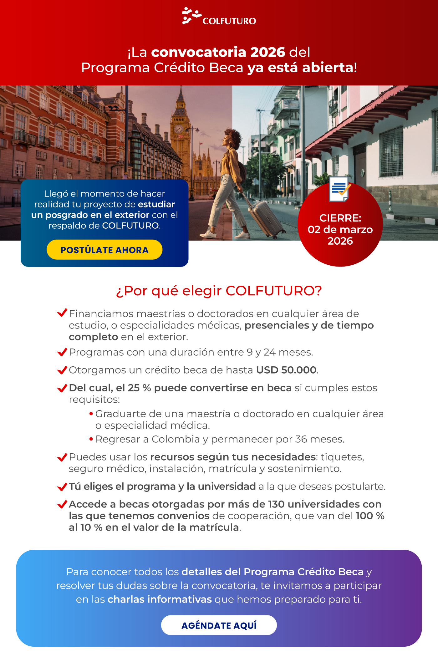 Imagen alusiva a Abierta la convocatoria 2026 del Programa Crédito Beca de COLFUTURO