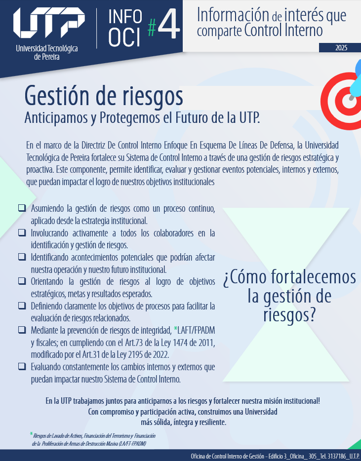Imagen alusiva a INFO-OCI # 4 – 2025 Gestión de Riesgos: Anticipamos y Protegemos el Futuro de la UTP