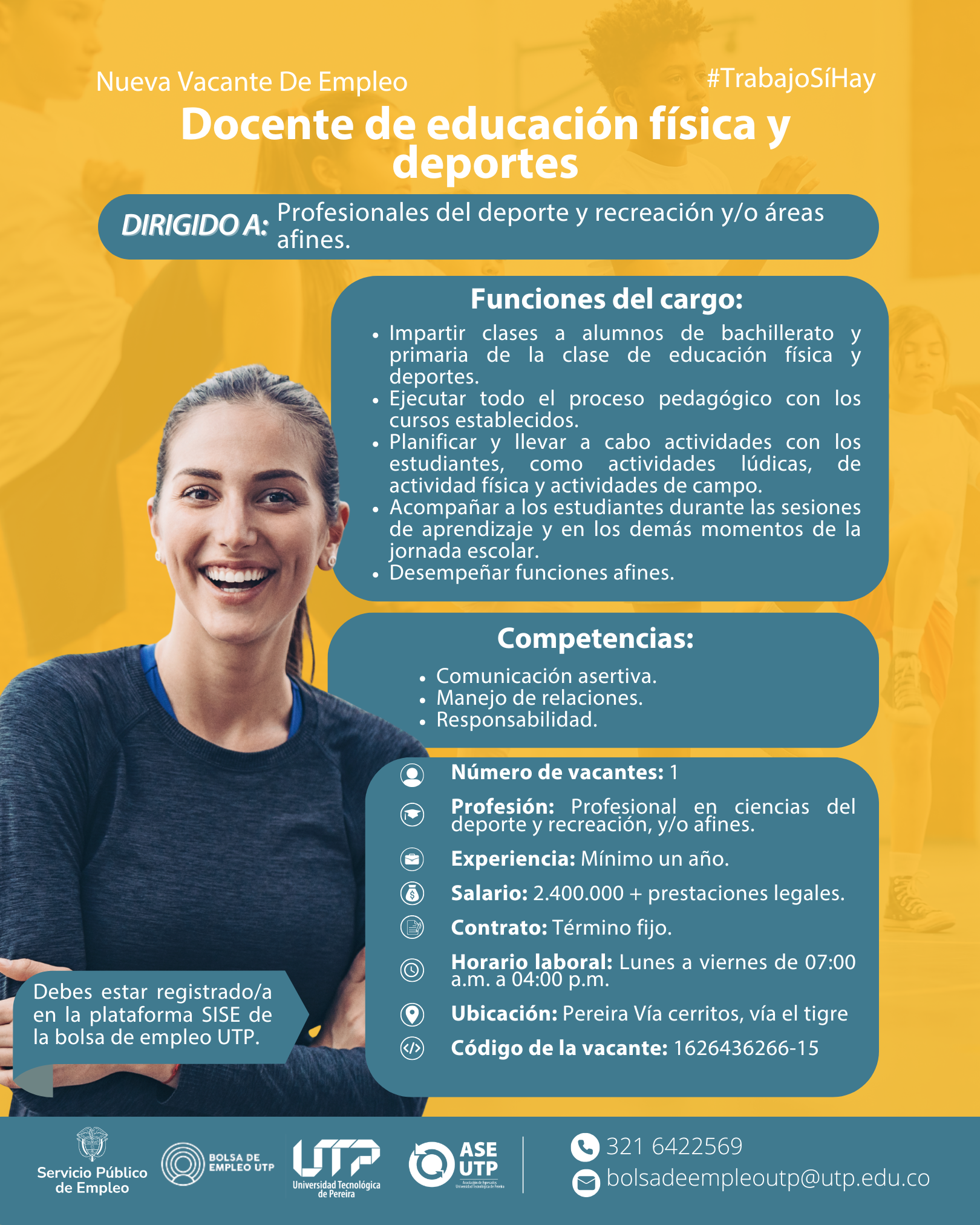 Nueva vacante de empleo a nivel nacional ¡Docente de educación física y deportes