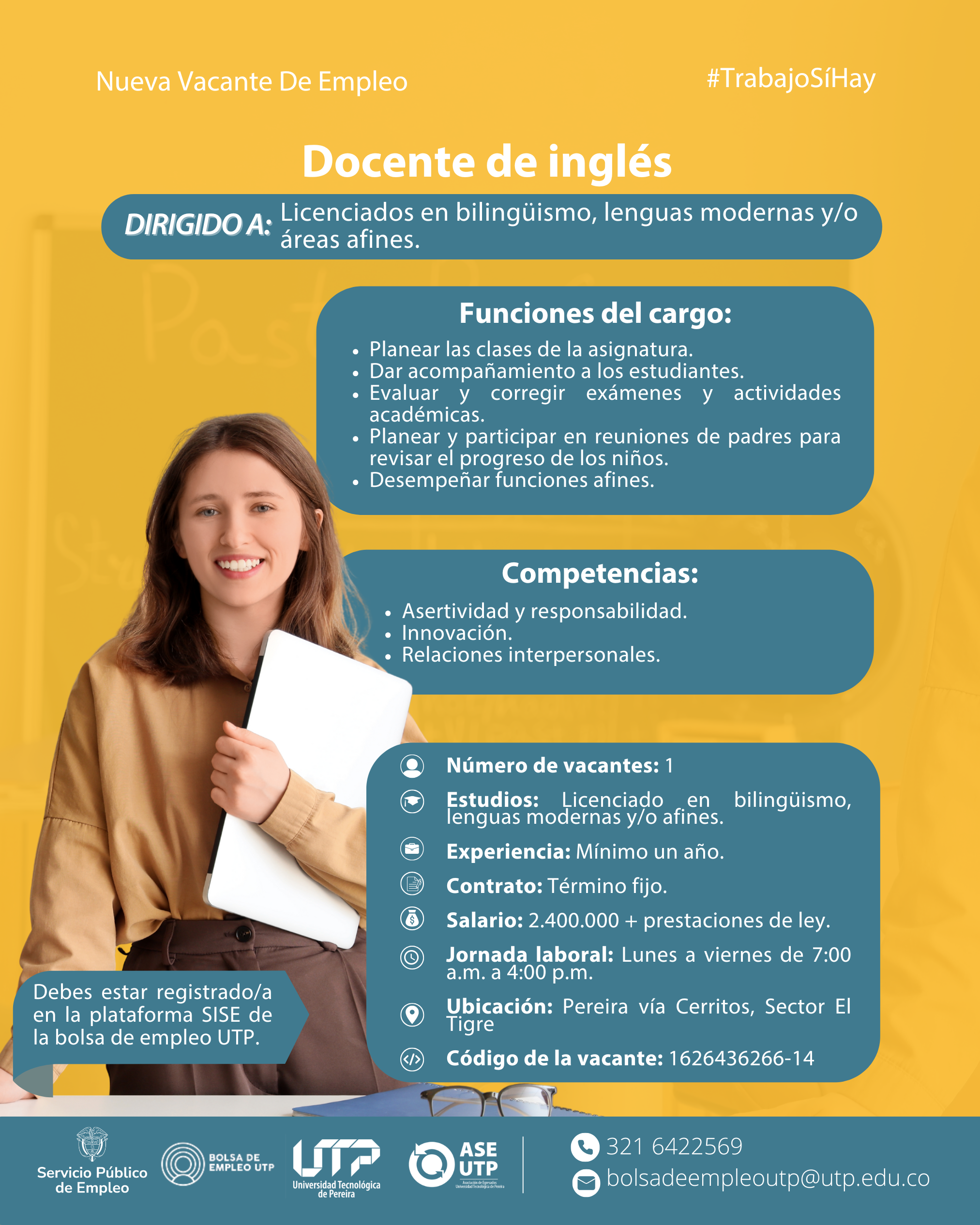Imagen alusiva a Nueva vacante de empleo a nivel nacional ¡Docente de inglés!
