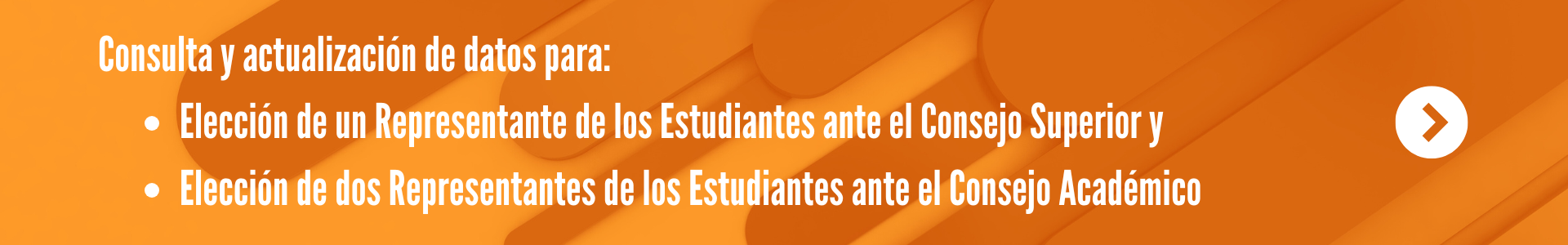 Acceso directo - Consultar Censo y actulizaciòn para: elecciòn de un representante de los estudiantes ante el consejo superior y elecciòn de dos representantes de los estudiantes antes el consejo académico.