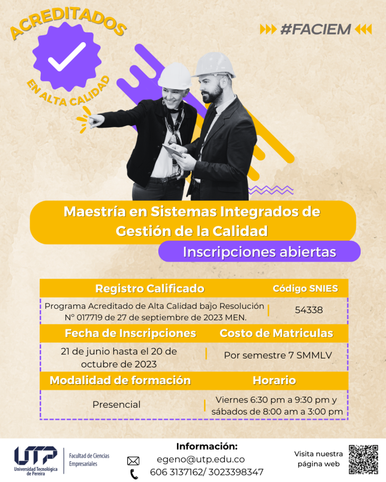 Inscripciones abiertas: Maestría en Sistemas Integrados de Gestión de la Calidad