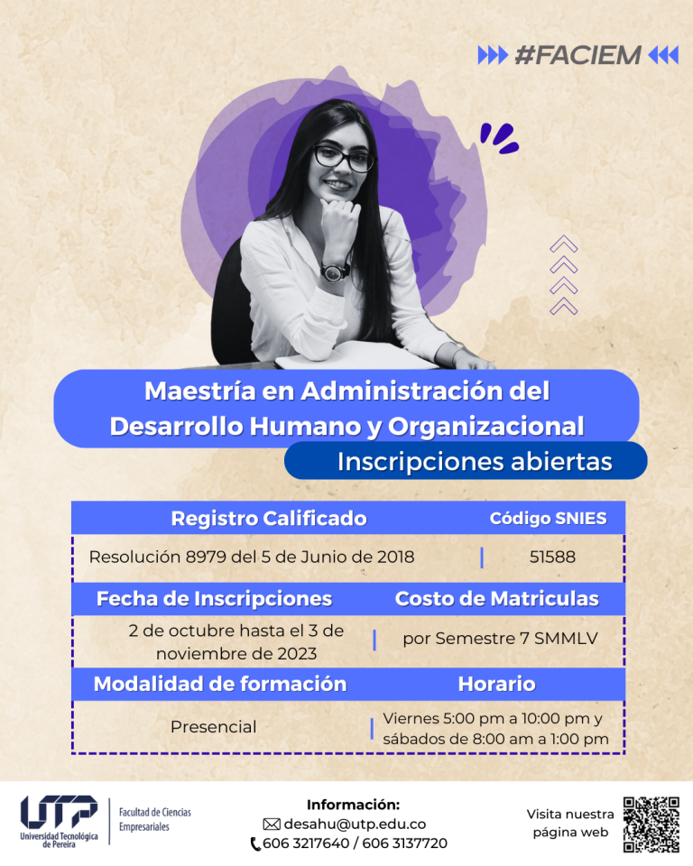 Inscripciones abiertas: Maestría en Administración del Desarrollo Humano y Organizacional