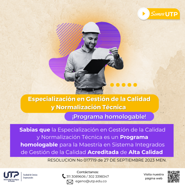 Programa homologable: Especialización en Gestión de la Calidad y Normalización Técnica