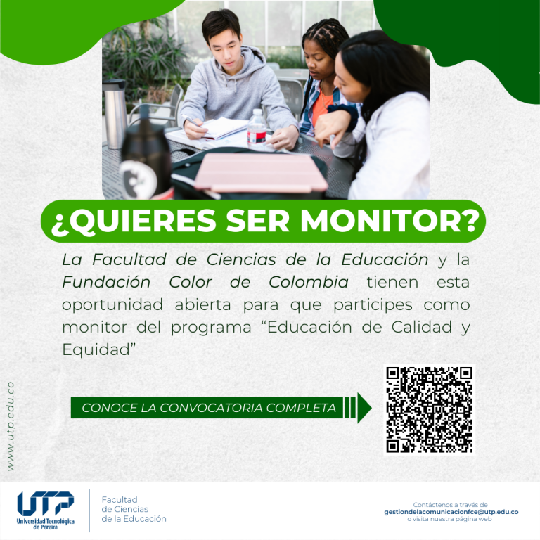 Participa de la Convocatoria monitorias docentes para estudiantes de Licenciatura y Afines.
