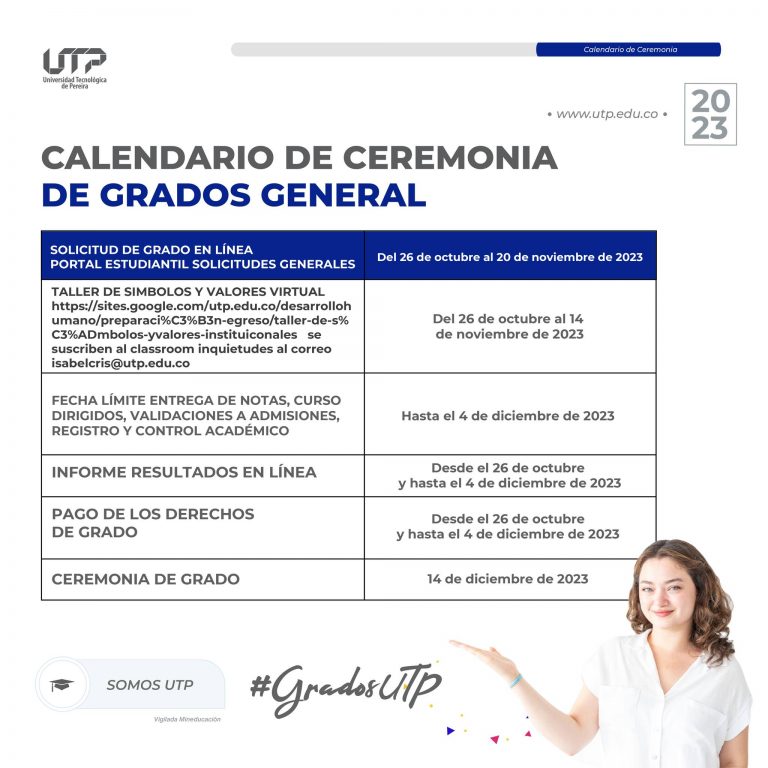 Calendario de ceremonia de grados general.