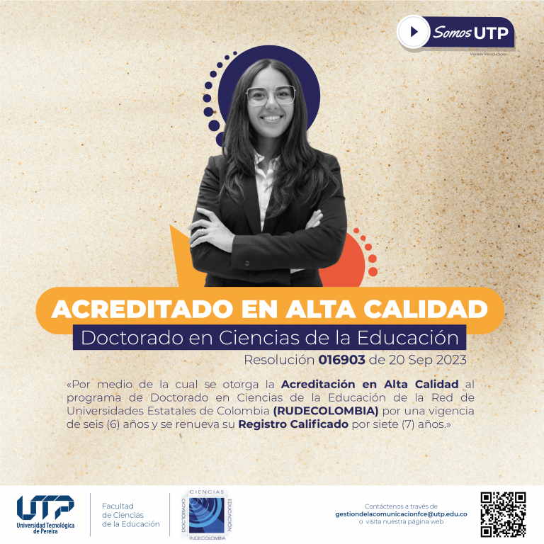 Doctorado en Ciencias de la Educación Acreditado en Alta Calidad.
