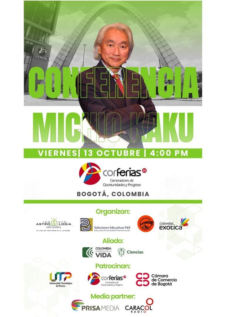 El Dr. Michio Kaku, uno de los científicos más destacados a nivel mundial, estará visitando Colombia.