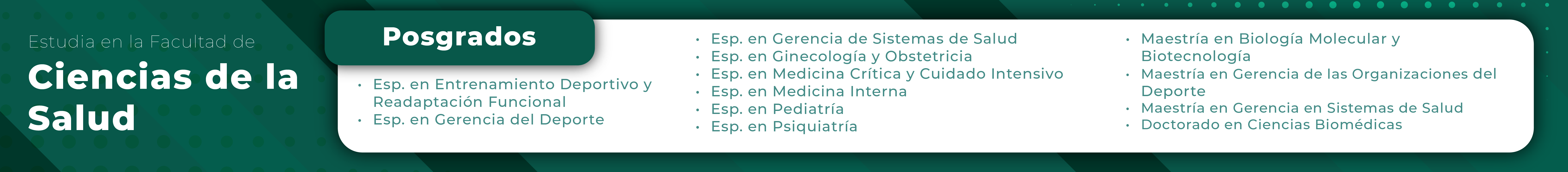 Programas Posgrado Facultad Ciencias de la Salud